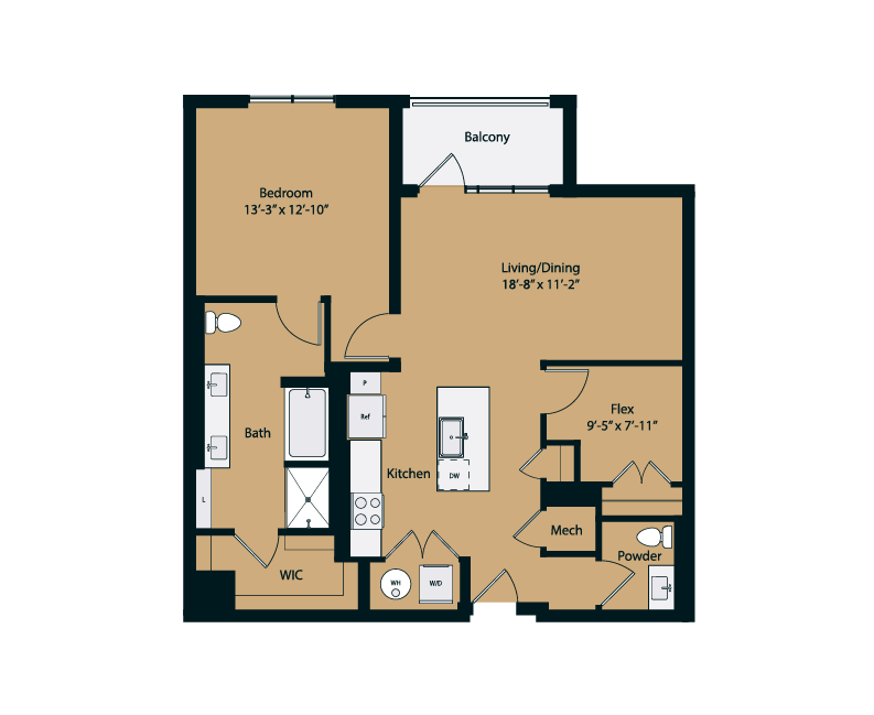 Floor plan layout diagram for 1D-1
